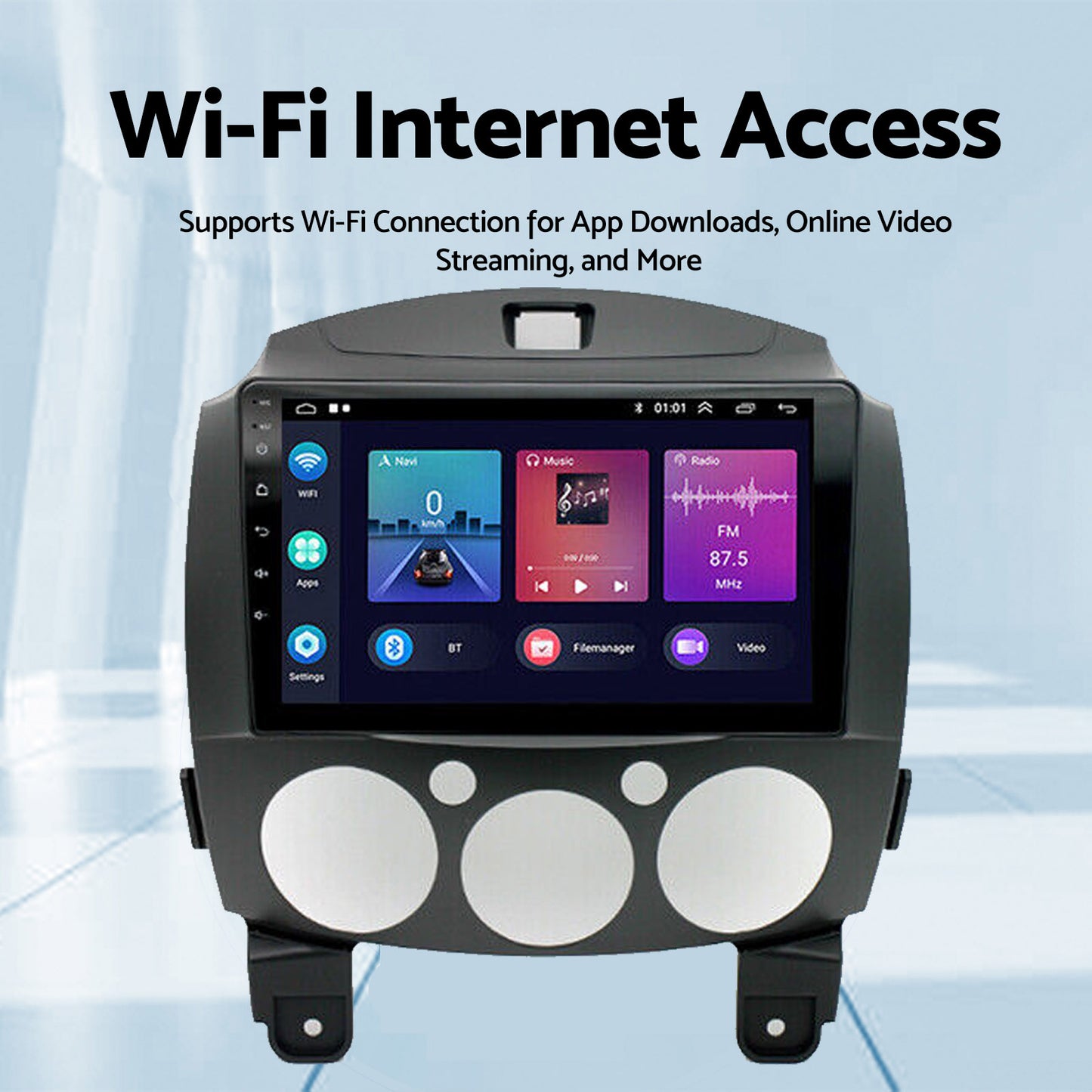 Android 13 Head Unit 9'' Apple CarPlay Bluetooth Suitable For Mazda 2 2007-2014