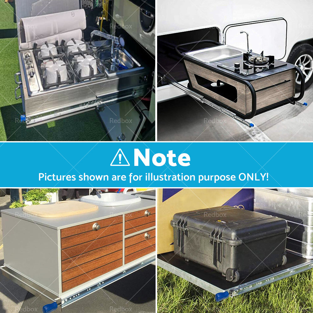 {{ PAIR 90KG Loading Capacity Locking Drawer Slide Runner Trailer 800mm or 1600mm }} - Buy Car Parts Online at {{ Kaka Auto Parts }}.