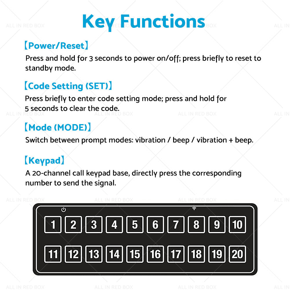 20 Restaurant Coaster Pager Guest Call Wireless Paging Queuing Calling System AU