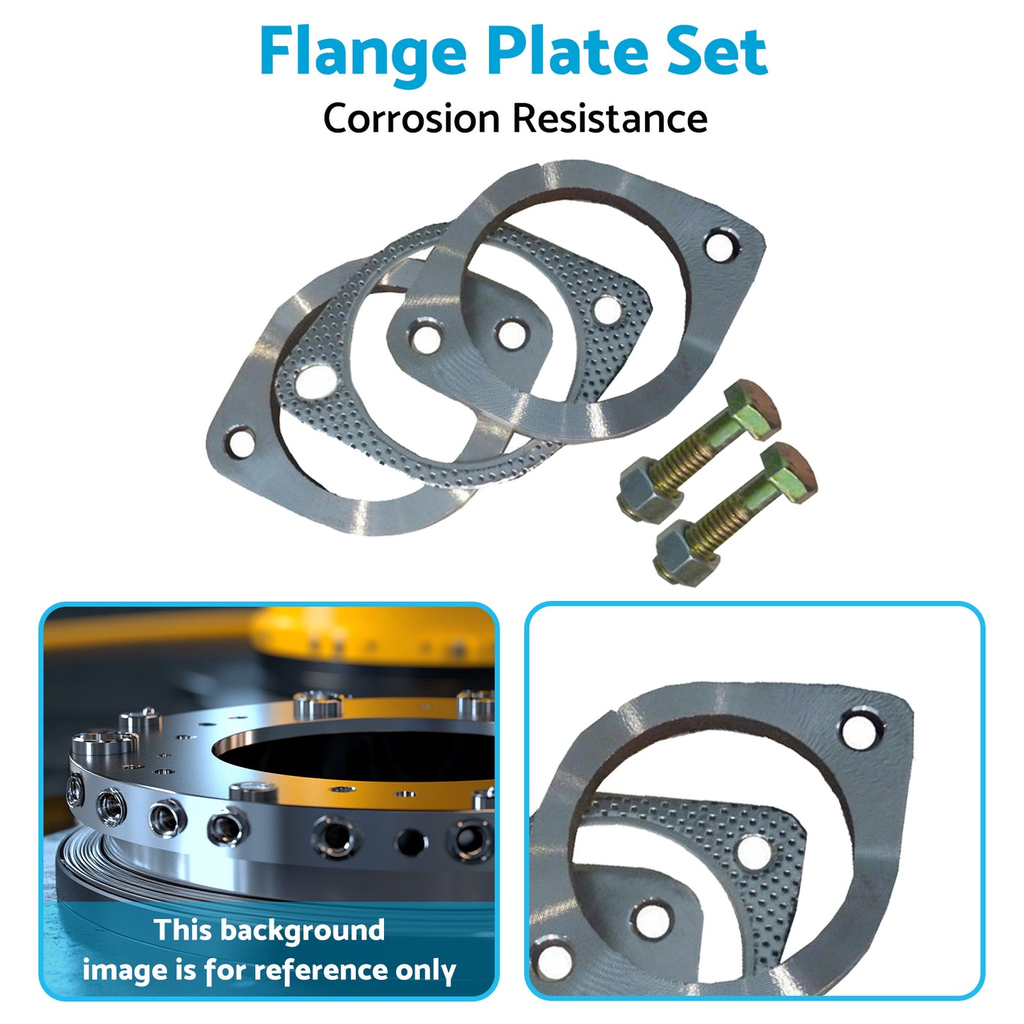 {{ 2.5in Universal Exhaust Flange Gasket Plate Bolt Nut Kit 300 63mm Stainless Steel }} - Buy Car Parts Online at {{ Kaka Auto Parts }}.