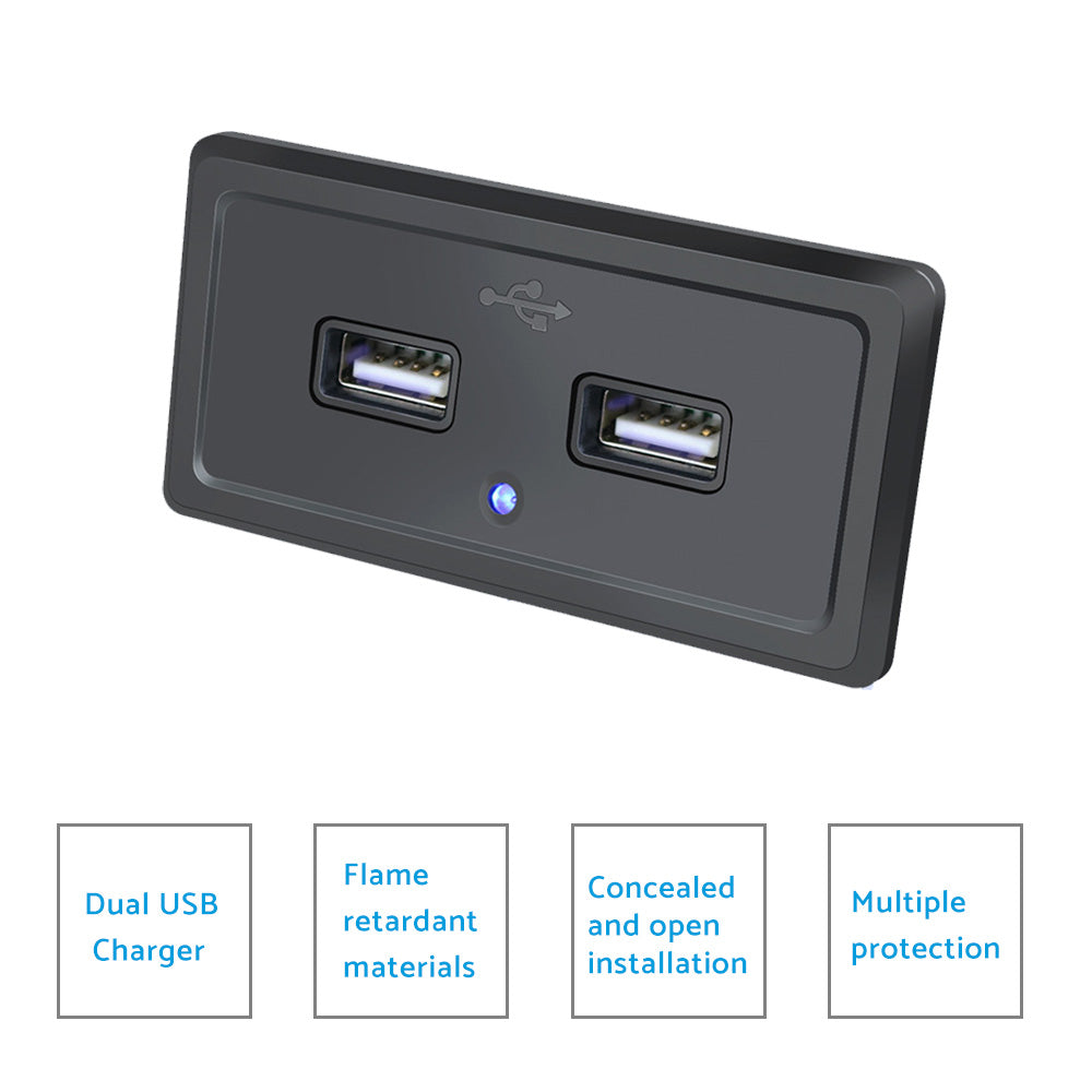 Dual USB Port Fast Charger Socket Power Outlet Panel 3.1A Suitable For Motorcycle Car RV
