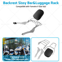 {{ Chrome Backrest Sissy Bar Luggage Rack Suitable for Yamaha Vstar 400 650 98-18 }} - Buy Car Parts Online at {{ Kaka Auto Parts }}.