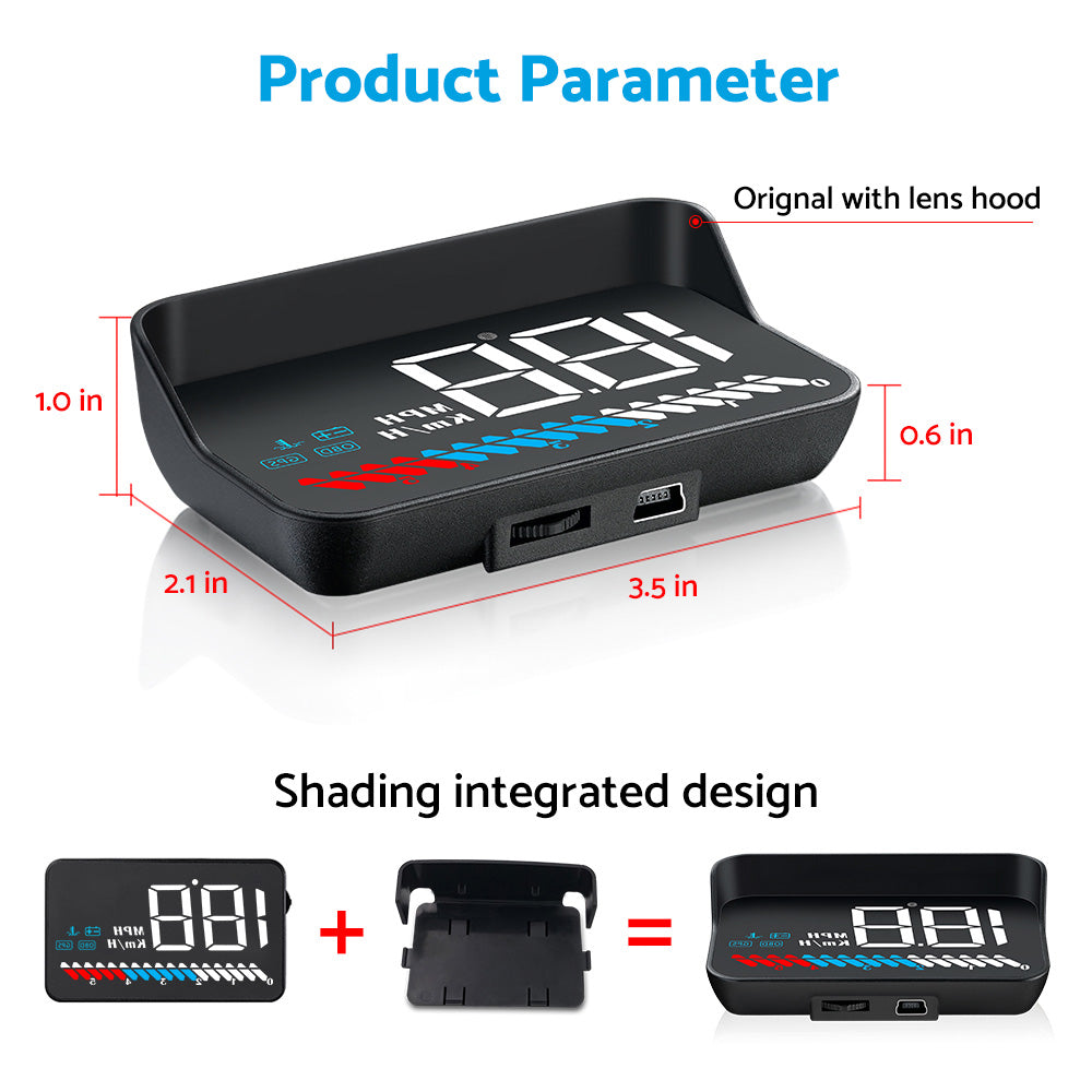 Car Head Up Display Universal OBD GPS Dual System 3.5inch HUD Speed Alarm Voltage Monitor Suitable For Most Vehicles