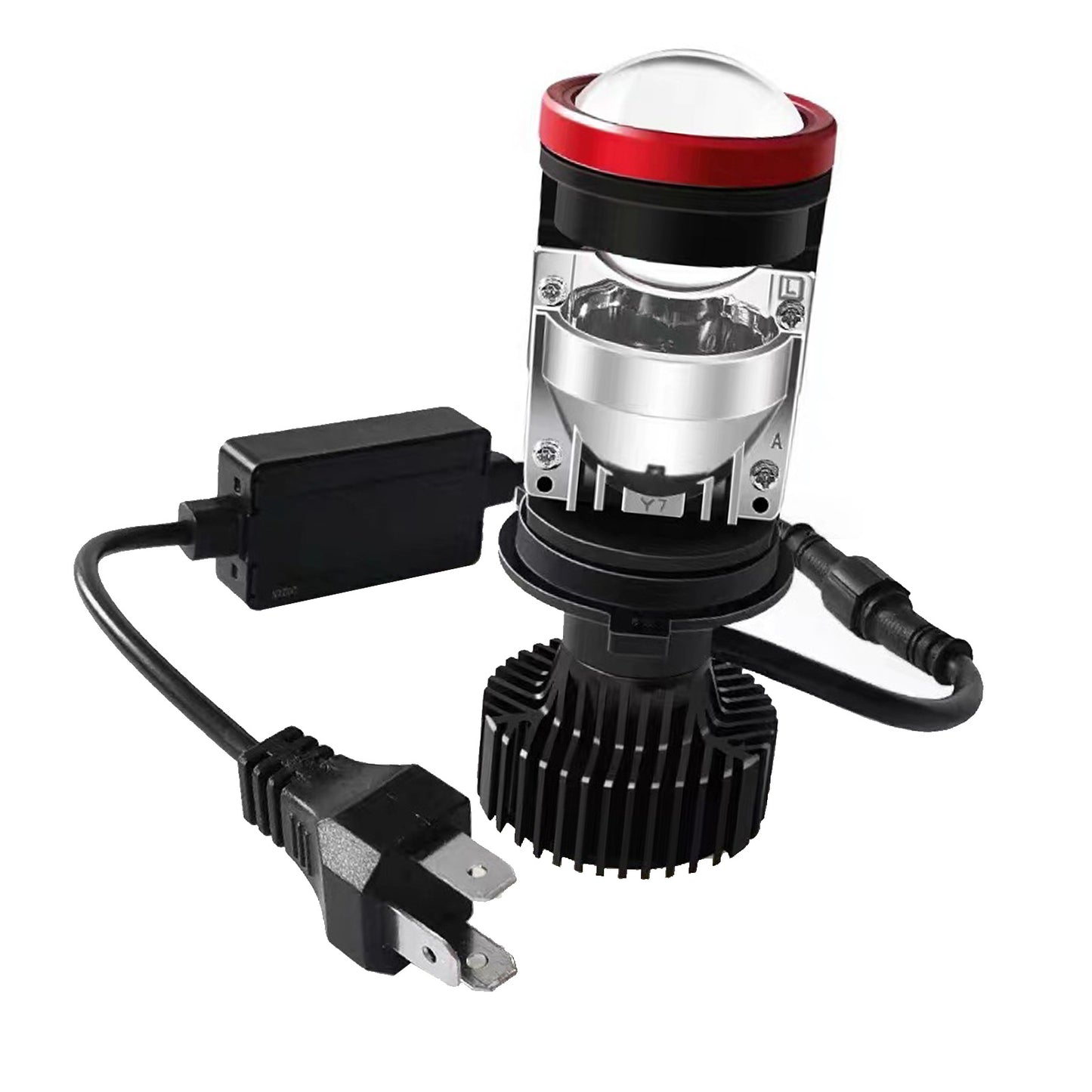 2x H4 Y7D Bi-LED Mini Lens Car Headlight Lamps 6000K Suitable For Universal Vehicles