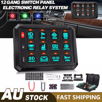 compare product 12 Gang RGB Switch Panel Kit With Labels Suitable For Universal Offroad Vehicles