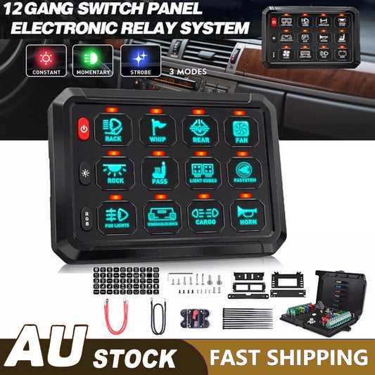 12 Gang RGB Switch Panel Kit With Labels Suitable For Universal Offroad Vehicles