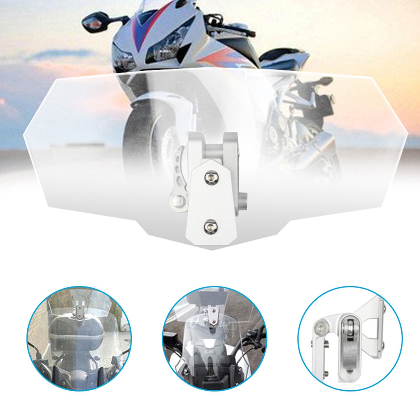 Motorcycle Windshield Extension Clip-On Windscreen Wind Deflector Spoiler