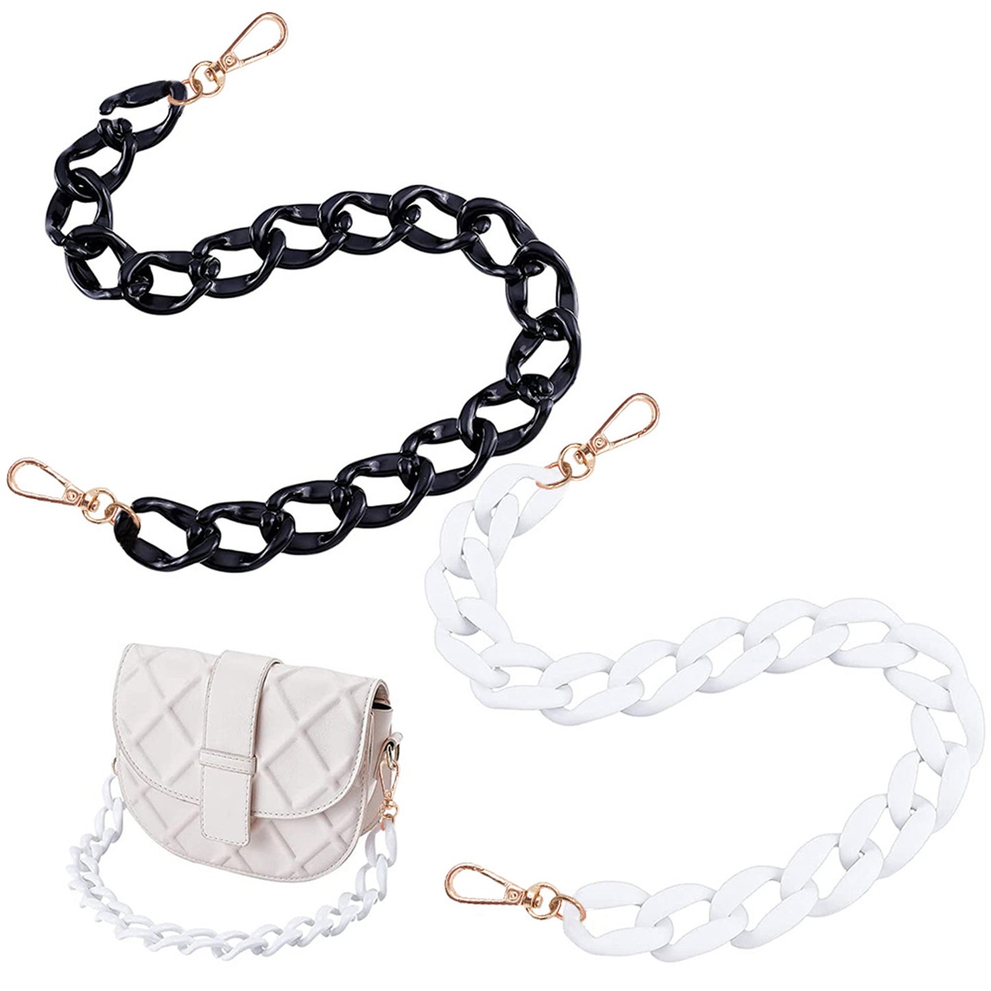 2PCS Resin Purse Chain Handle Acrylic Bag Strap Detachable Purse Clutches Handle