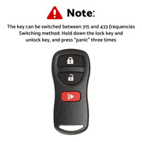 Remote Flip Car Key Suitable for Nissan X-Trail T30 2002-2007 433MHz Replacement