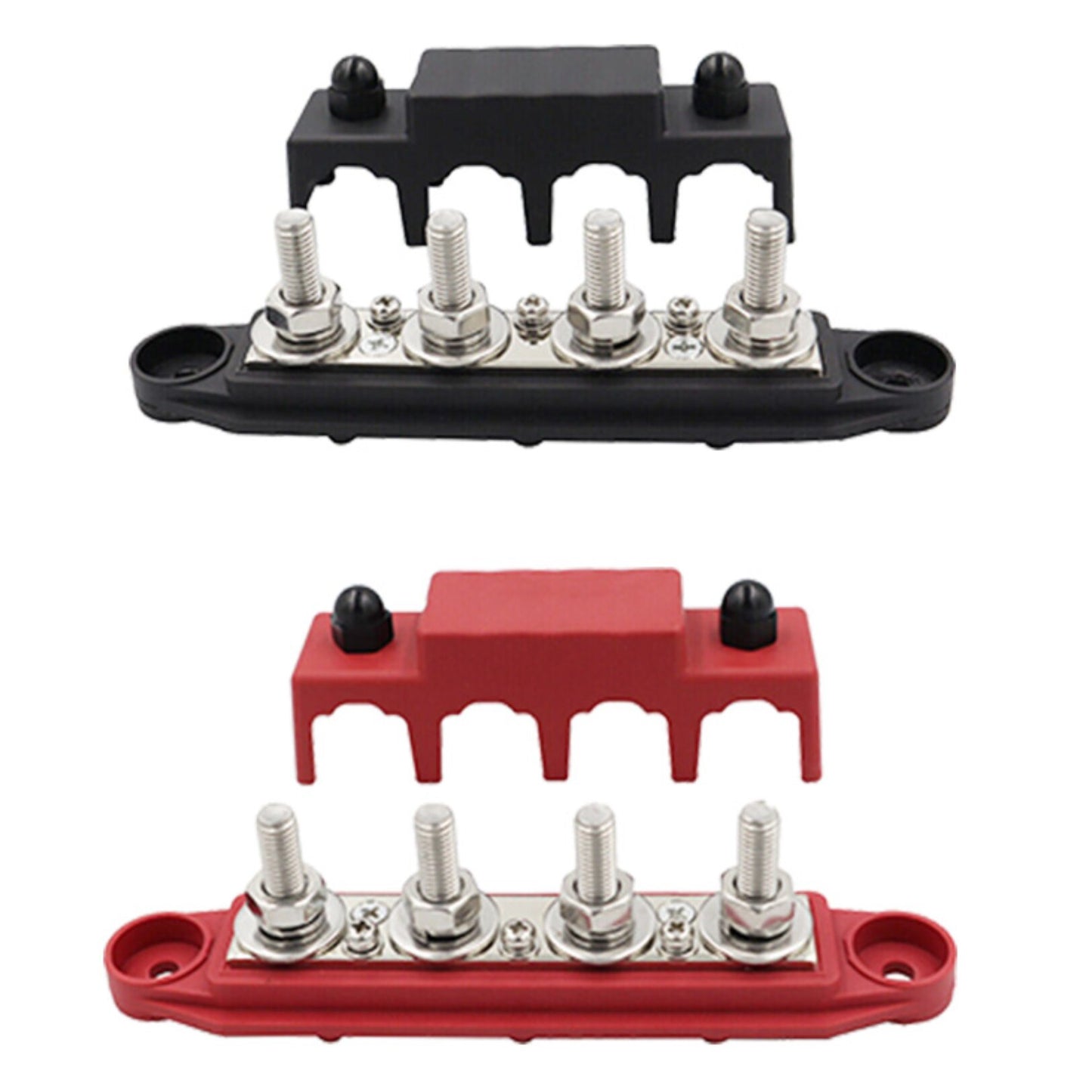 2x M8 4-Post 250A DC 48V Studs Bus Bar Power Distribution Box Terminal Block Suitable For Heavy Duty Applications