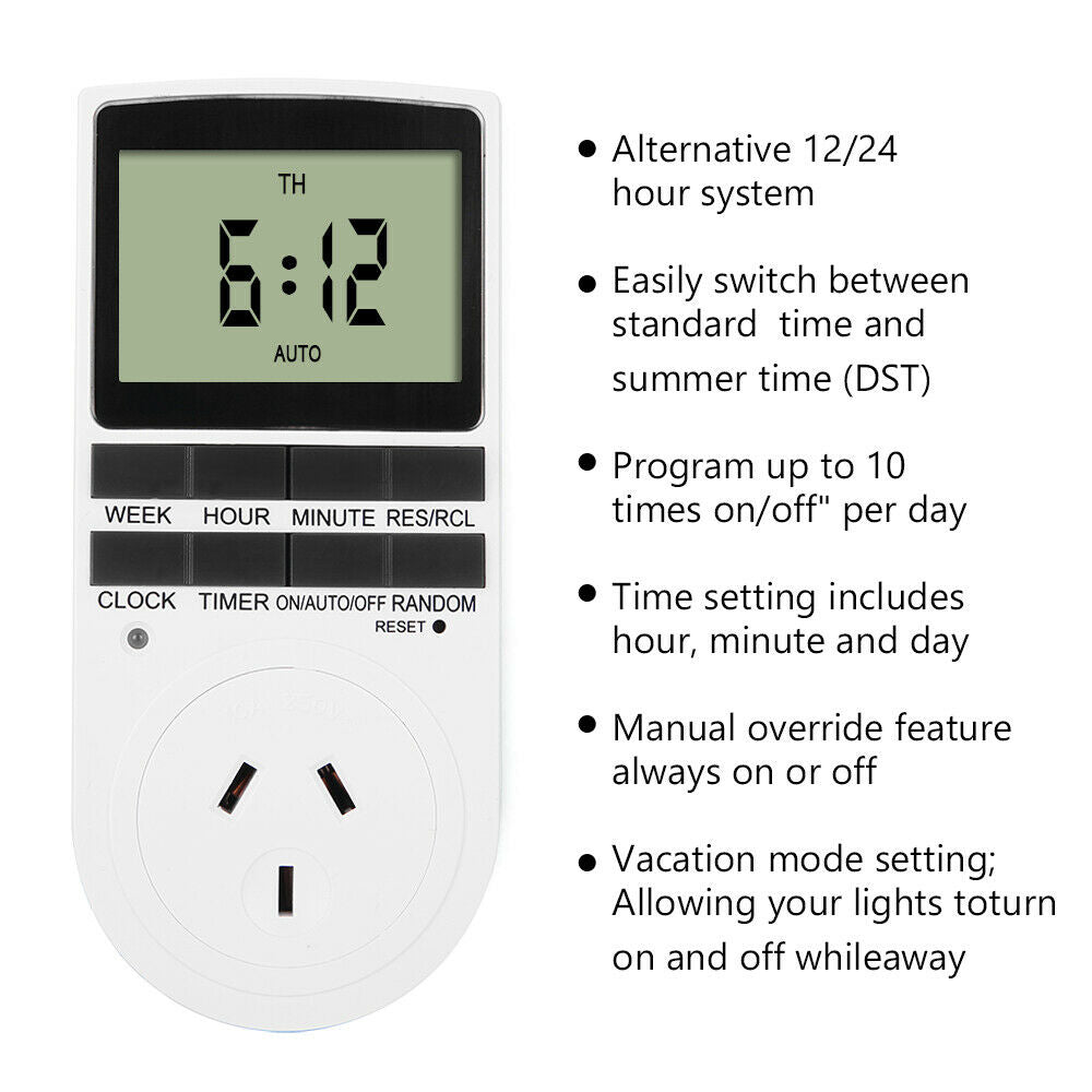 {{ 2Pcs 240V LCD Digital Timer Switch Automation Socket Electric Programmable Power }} - Buy Car Parts Online at {{ Kaka Auto Parts }}.