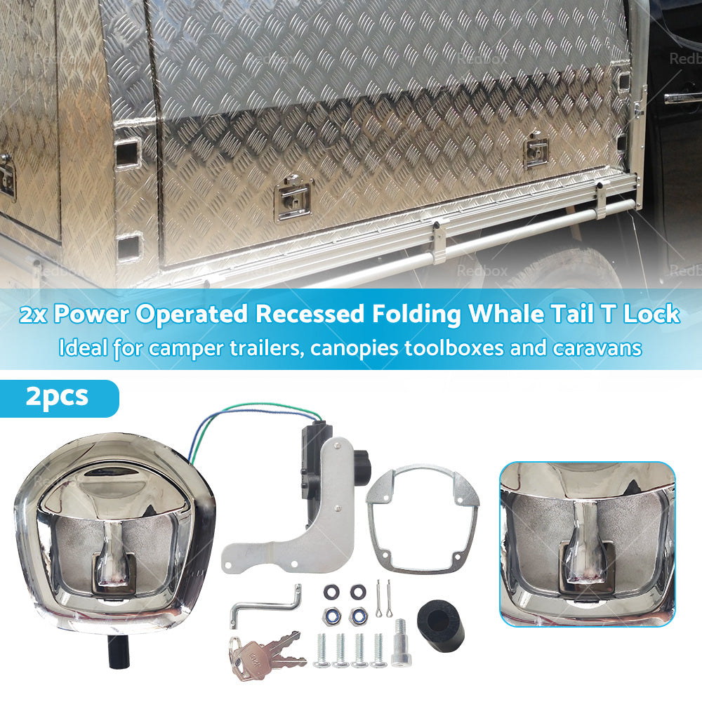 {{ 2x Power Operated Recessed Folding Whale Tail T Lock Handle Traile Tool Box }} - Buy Car Parts Online at {{ Kaka Auto Parts }}.