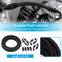 {{ 8AN E85 Stainless Steel Braided PTFE Fuel Line Hose Swivel Fittings Kit 20FT 6M }} - Buy Car Parts Online at {{ Kaka Auto Parts }}.