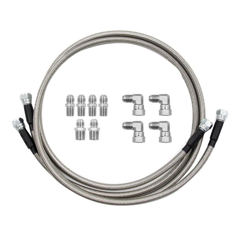 Stainless Steel Braided Transmission Cooler Hose Fitting Kit Suitable For 700R4 / TH350 / TH400
