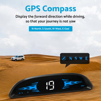 Car HUD Head-Up Display LCD Digital GPS Speedometer with Overspeed Alarm Universal