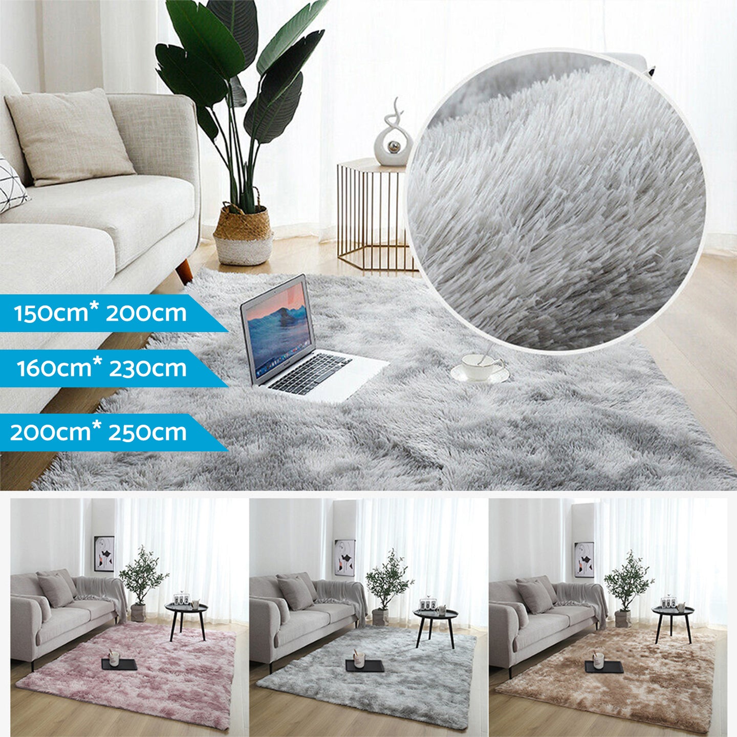 {{ 200x250cm Polyester Carpet Floor Rug Light Camel Soft Mat Non-Slip 200x250cm }} - Buy Car Parts Online at {{ Kaka Auto Parts }}.