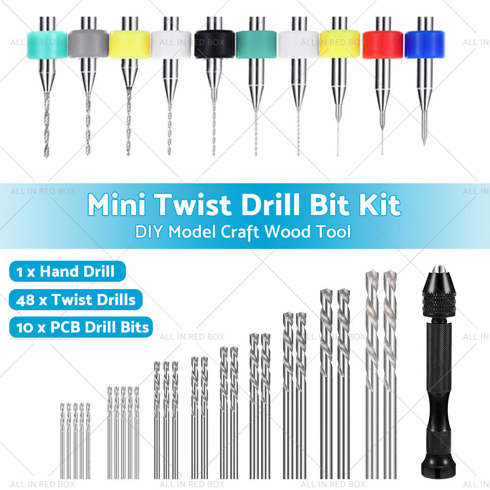 {{ 59Pcs Mini Twist Drill Bits Micro Hand Drilling Set DIY Model Craft Wood Tool }} - Buy Car Parts Online at {{ Kaka Auto Parts }}.