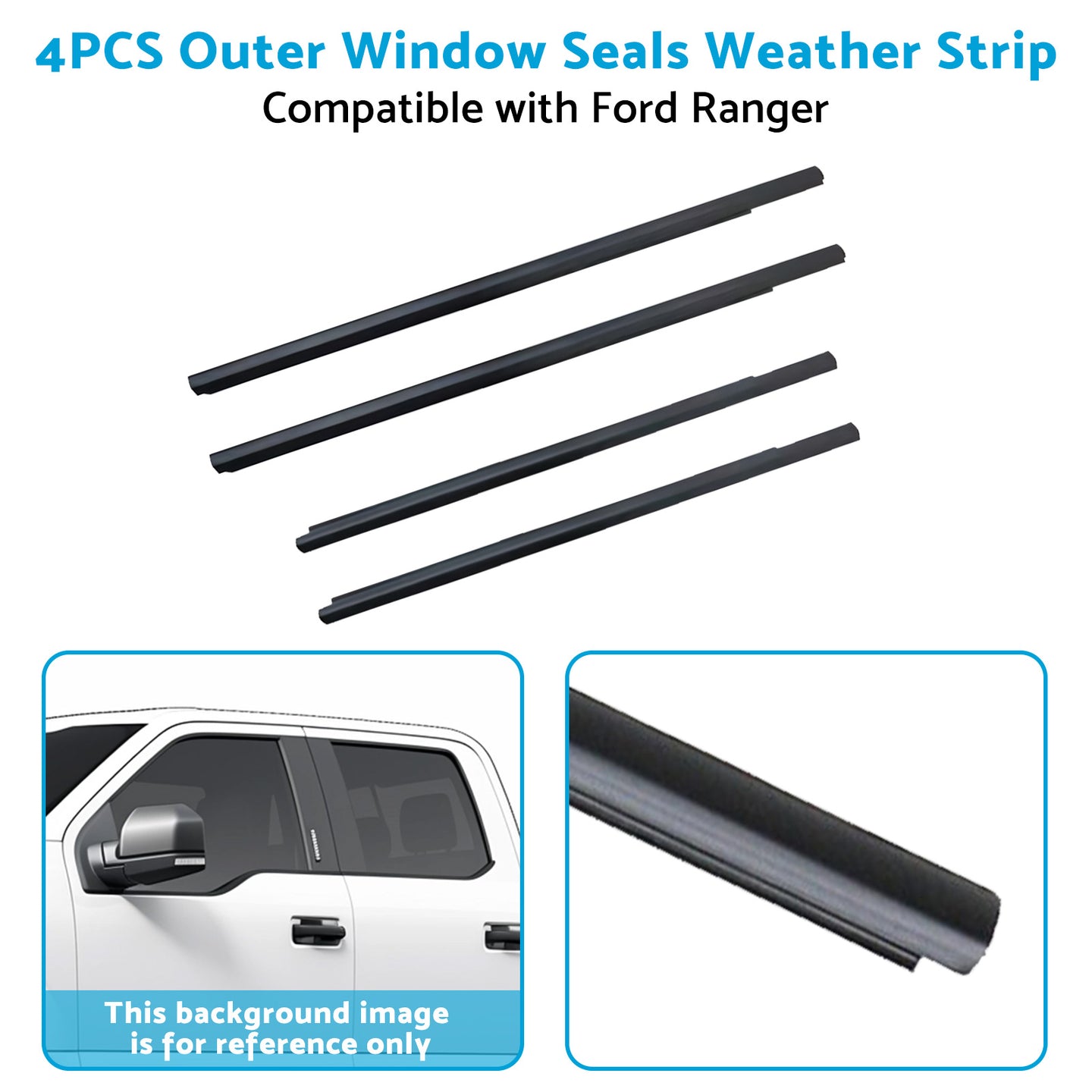 {{ 4x Outer Door Window Rubber Seals Suitable for 12-21 Ford Ranger PX XLT }} - Buy Car Parts Online at {{ Kaka Auto Parts }}.