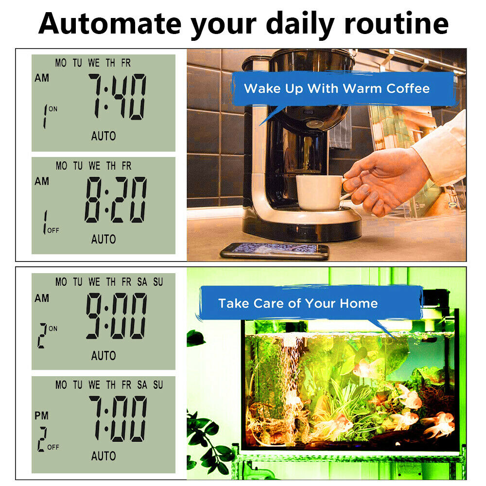 {{ 2Pcs 240V LCD Digital Timer Switch Automation Socket Electric Programmable Power }} - Buy Car Parts Online at {{ Kaka Auto Parts }}.