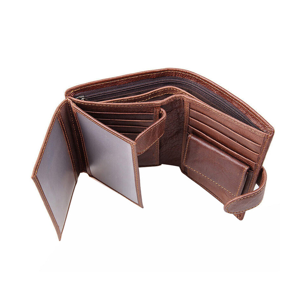 RFID Blocking Slim Leather Trifold Wallet With Credit Card Holder For Men