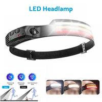 230 Angle LED Headlamp Rechargeable Super Bright Head Torch Headlight Suitable For Outdoor Use