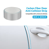 3m Car Door Sill Protector Carbon Fiber Edge Sticker Rubber Bumper Guard Strip Suitable For Universal Vehicles