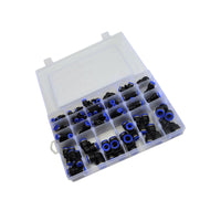 60x Pneumatic Push-In Air Line Hose Joiner Grab Kit Assortment Connect Fittings
