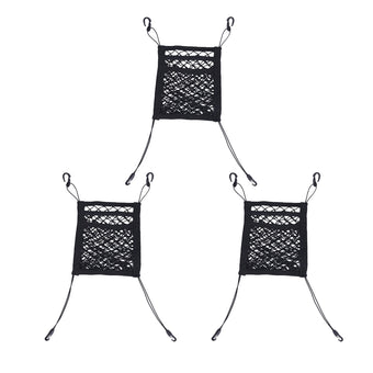 compare product 3x Car & Truck Seat Mesh Storage Net Bag Organizer Suitable For Multi-Pocket Use