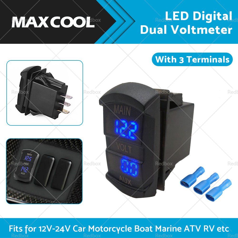 {{ 12V-24V Dual Voltmeter Battery Monitor LED Digital Car Boat Voltage Marine Gauge }} - Buy Car Parts Online at {{ Kaka Auto Parts }}.