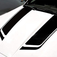 2x Wide Black Racing Car Hood Stripe Decals Vinyl Bonnet Stickers Suitable For Universal Cars