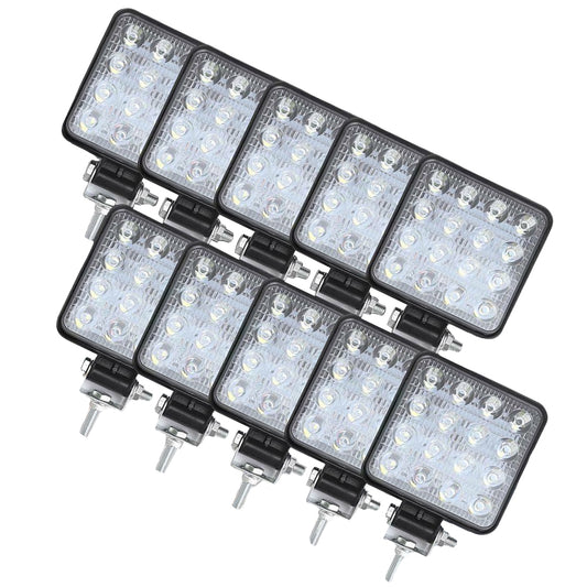 10x 4inch Flood LED Work Lights 80W 12V Square IP68 Suitable For Vehicle/Boat