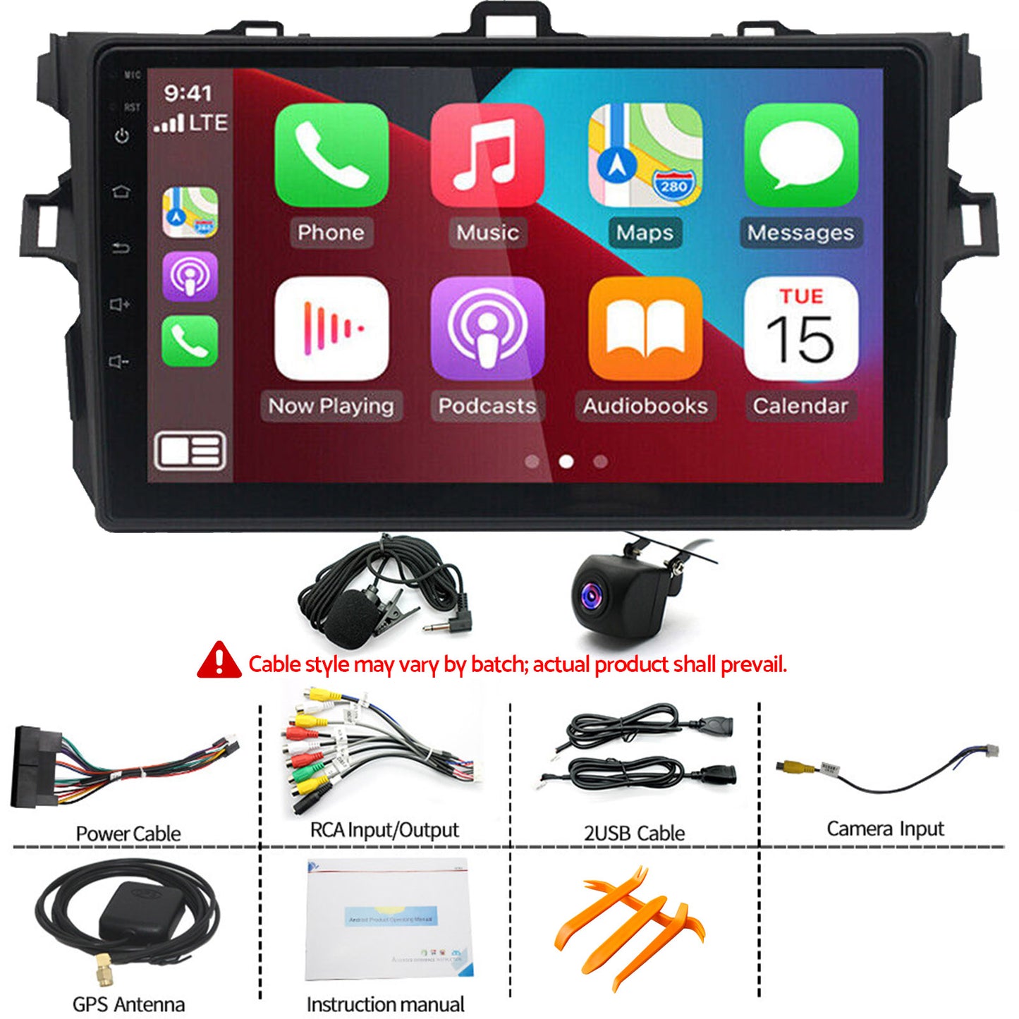 In-Dash Units 9" Touch Screen Stereo CarPlay Suitable For Toyota Corolla 2009-13