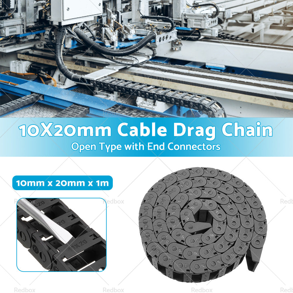 {{ 10mmX20mm 1Meter Drag Chain Cable Carrier Open Type with End Connectors Plastic }} - Buy Car Parts Online at {{ Kaka Auto Parts }}.