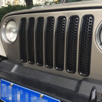 Front Mesh Grille Inserts Grill Cover Trim Suitable For Jeep Wrangler TJ 1997-2006