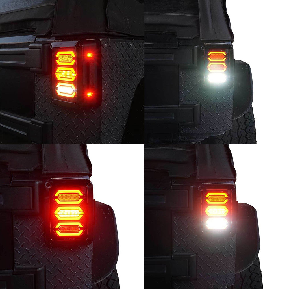 Smoked LED Tail Lights Rear Lamp Suitable For Jeep Wrangler JK 2007-2017