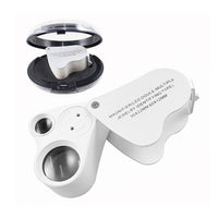 Jewelry Loupe Magnifier 30X 60X With LED Light 2 Lens Illuminated Jewelers Eye Loupe