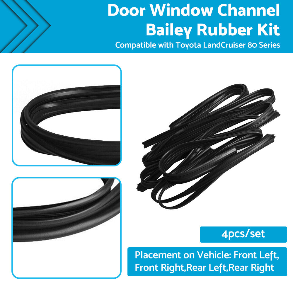 {{ Door Window Channel Bailey Rubber Kit Suitable For Toyota LandCruiser 80 Series }} - Buy Car Parts Online at {{ Kaka Auto Parts }}.