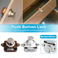 {{ Push Button Latch Knob Catch Lock For RV Drawer Cupboard Door Caravan Cabinet AU }} - Buy Car Parts Online at {{ Kaka Auto Parts }}.