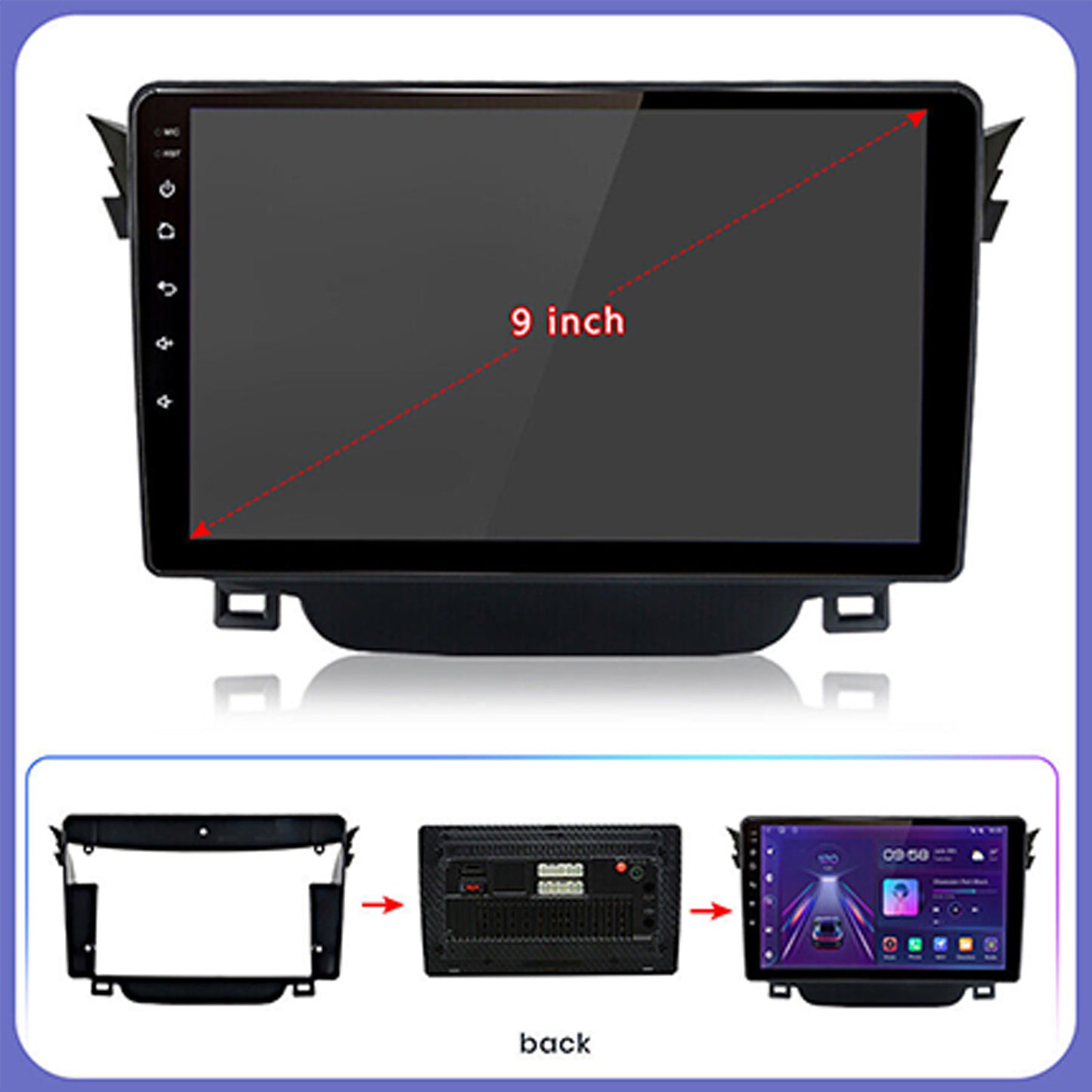 In-Dash Units 9" Touch Screen Stereo CarPlay Suitable For Toyota Corolla 2009-13