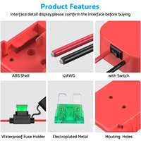 Battery Adapter With Built-In Fuse & Switch Suitable For Milwaukee 18V 14AWG