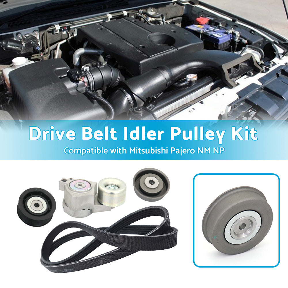 {{ Drive Belt Idler Tensioner Pulley Kit Suitable for Pajero NM NP V6 3. 5L 6G74 }} - Buy Car Parts Online at {{ Kaka Auto Parts }}.