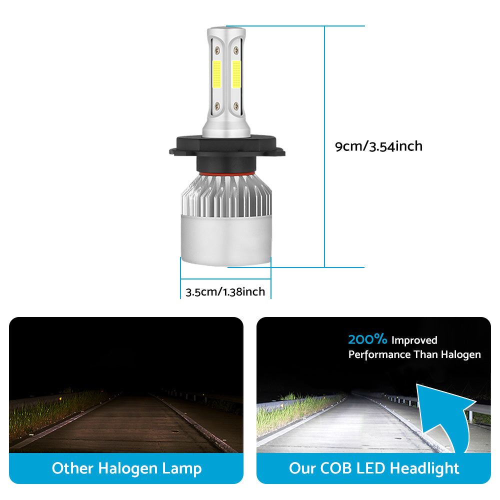 HB2 9003 H4 LED Headlight Globe Kit 2x Suitable For Hi/Low Beam 9000LM Brighter White