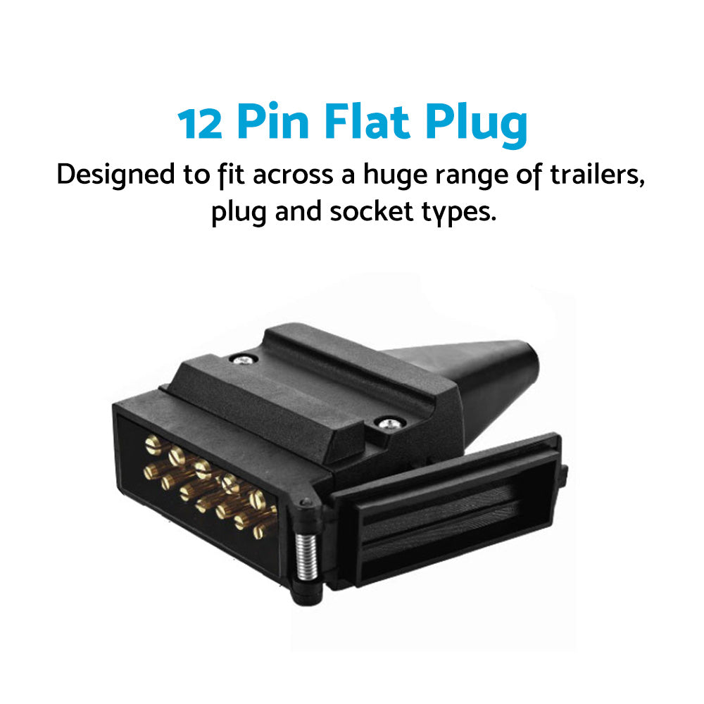 82171BL 12 Pin Flat Connector Plug Suitable For Trailer Caravan Boat Vehicle