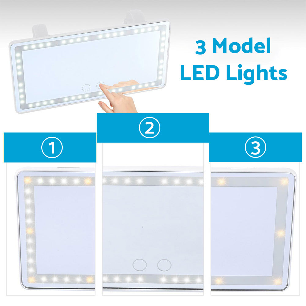 Car Sun Visor LED Makeup Cosmetic Mirror Set With 3-Type Light Touch Screen Suitable For Vehicle Use
