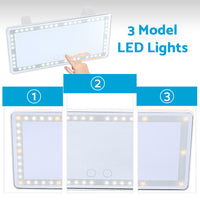 Car Sun Visor LED Makeup Cosmetic Mirror Set With 3-Type Light Touch Screen Suitable For Vehicle Use