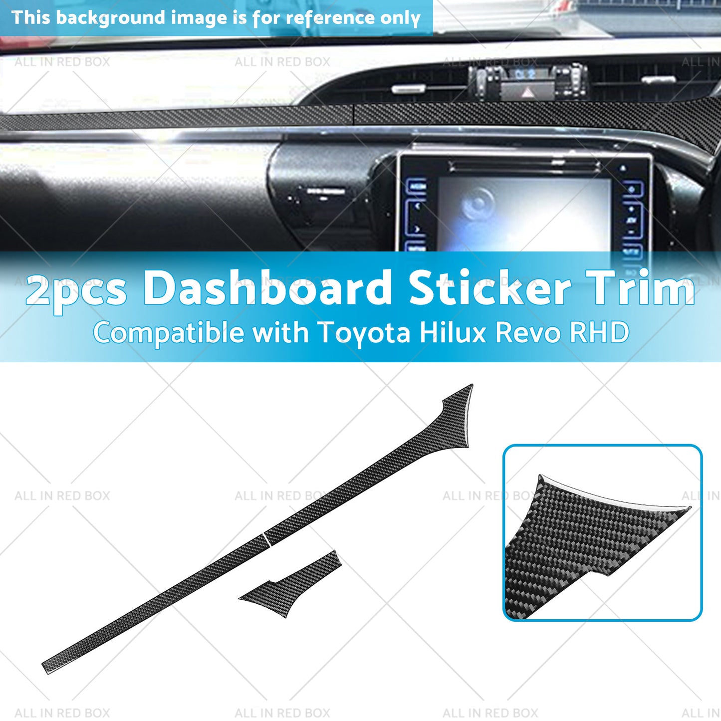 {{ Carbon Fiber Dashboard Sticker Trim Suitable For Toyota Hilux Revo 2015-2023 RHD }} - Buy Car Parts Online at {{ Kaka Auto Parts }}.