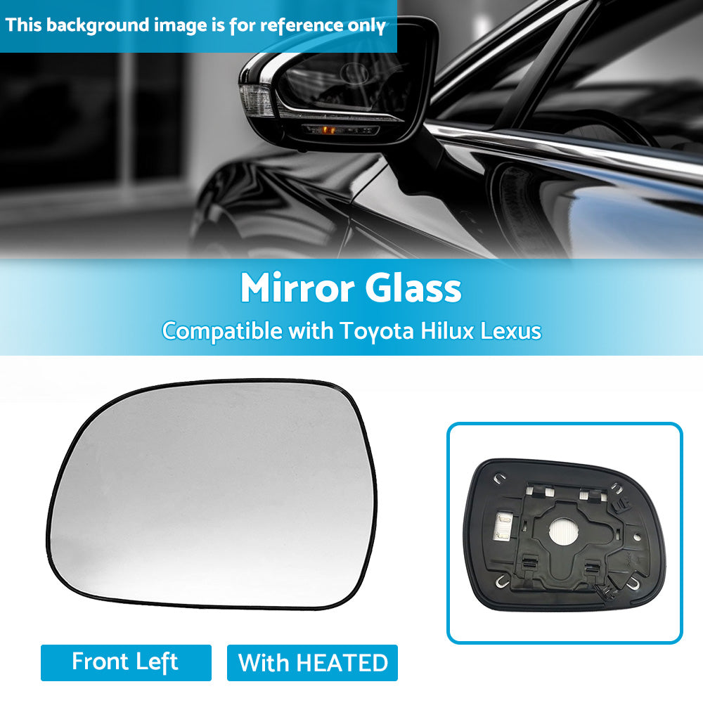 {{ Left Side Mirror Glass Suitable for Lexus RX300 RX330 Toyota Hilux HEATED Convex }} - Buy Car Parts Online at {{ Kaka Auto Parts }}.