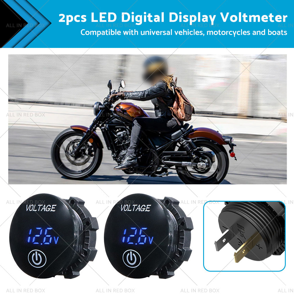 {{ Car Panel Voltmeter 2PCS Volt Gauge Voltage Meter 12V-24V LED Digital Display DC }} - Buy Car Parts Online at {{ Kaka Auto Parts }}.