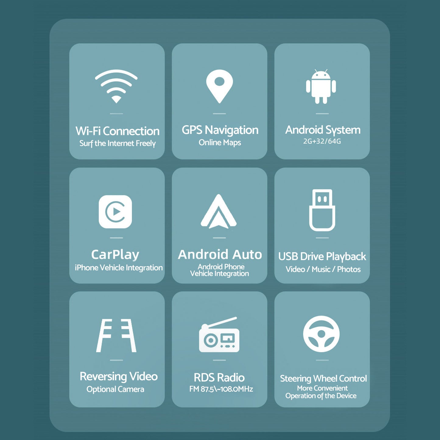 7'' 2+32GB Car Stereo Apple CarPlay Android Auto Suitable for Toyota Hilux 05-14