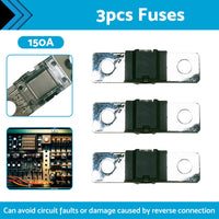 {{ 3PCS 150 AMP Mega Fuse Heavy Duty Dual Battery Mining System High Current 150A }} - Buy Car Parts Online at {{ Kaka Auto Parts }}.